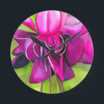 Pink Fuchsia Pop Kunst Aquarell Blume Runde Wanduhr<br><div class="desc">Von einer originalen Aquarellmalerei aus einem hellrosa und lila Fuchsia tropischen Blume in nahem Makro-Stil. Dieses Blumenwerk ist farbenfroh und hell und wird von Pop- und Botanischen Kunstwerken inspiriert.</div>
