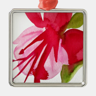 Pink Fuchsia Pop Kunst Aquarell Blume Silbernes Ornament