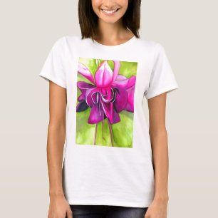 Pink Fuchsia Pop Kunst Aquarell Blume T-Shirt