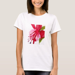 Pink Fuchsia Pop Kunst Aquarell Blume T-Shirt