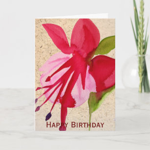 Pink Fuchsia Pop Kunst Aquarell Blumen Geburtstag Karte
