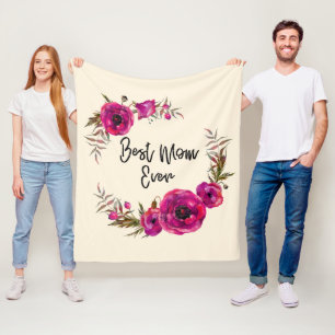 Pink Fuchsia Poppies Beste Mama je - Mutter Da Fleecedecke