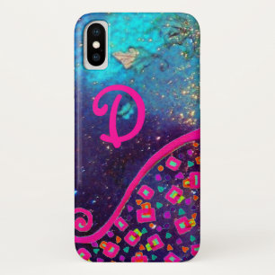 PINK FUCHSIA TURQUOISE BLUE ABSTRAKT DEKO MONOGRAM Case-Mate iPhone HÜLLE