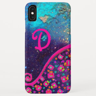 PINK FUCHSIA TURQUOISE BLUE ABSTRAKT DEKO MONOGRAM iPhone XS MAX HÜLLE