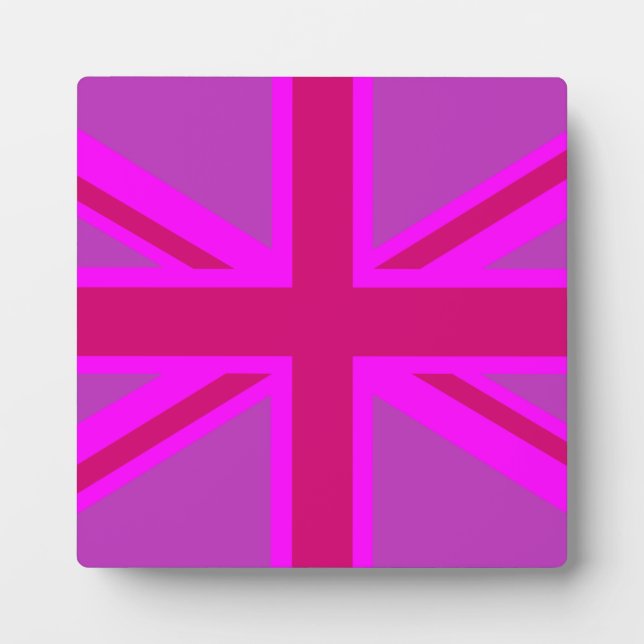 Pink Fuchsia Union Jack Flag Design Fotoplatte (Vorderseite)