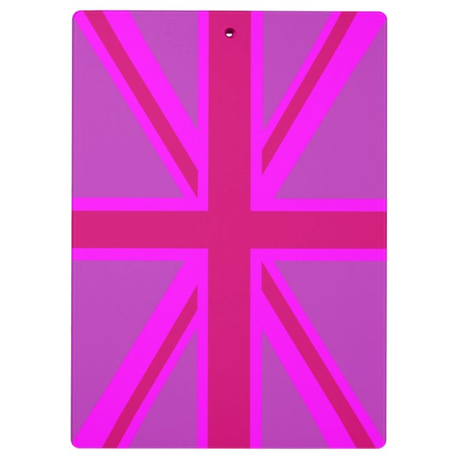 Pink Fuchsia Union Jack Flag Design Klemmbrett (Rückseite)