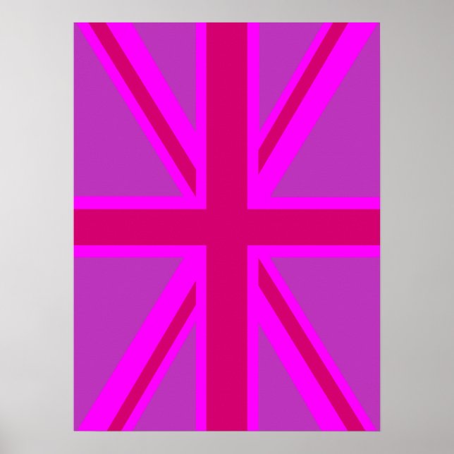 Pink Fuchsia Union Jack Flag Design Poster (Vorne)