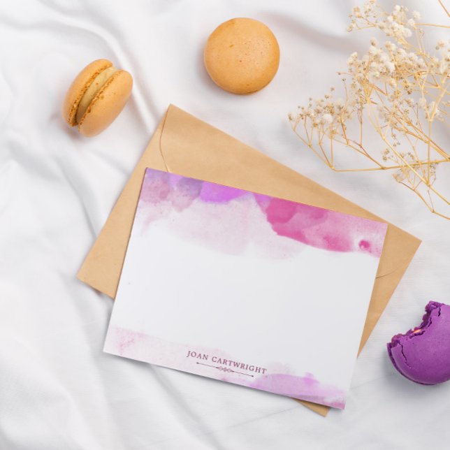 Pink Fuchsia Violet Wasserfarbe Name hinzufügen Mitteilungskarte (Von Creator hochgeladen)