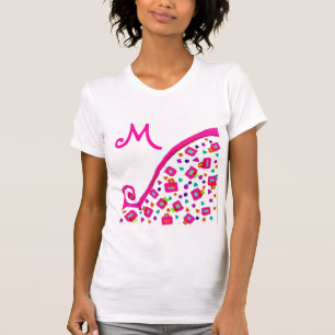 PINK FUCHSIA WHITE ABSTRAKT DEKO MONOGRAM T-Shirt