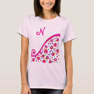 PINK FUCHSIA WHITE ABSTRAKT DEKO MONOGRAM T-Shirt
