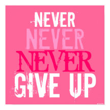 Pink Fuchsia & White geben niemals auf Art Poster