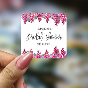 Pink Fuchsia Wisteria Brautparty Quadratischer Aufkleber