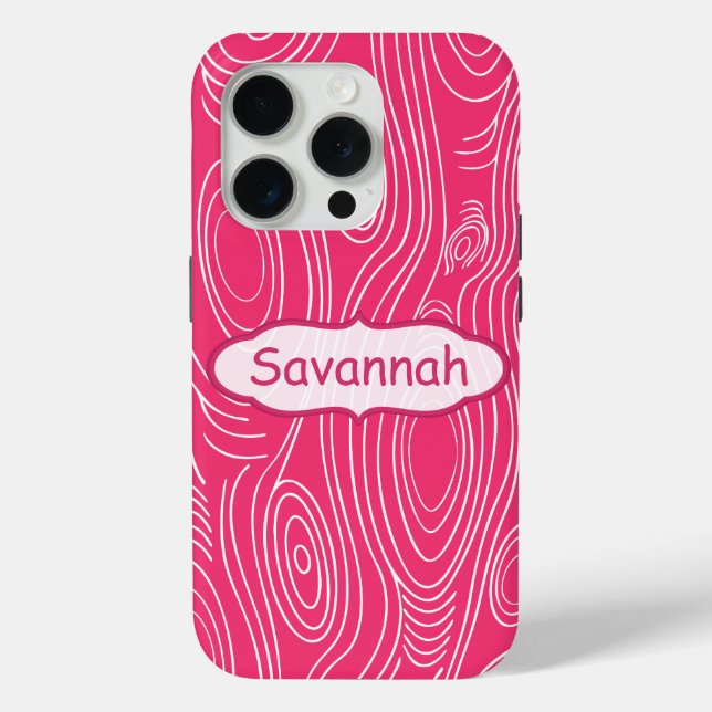 Pink Fuchsia Woodgrain Personalisiertes iPhone Case-Mate iPhone Hülle (Rückseite)