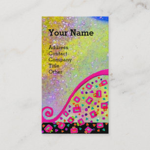 PINK FUCHSIA YELLOW LILA ABSTRAKTER DEKO MONOGRAM VISITENKARTE