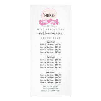 Pink Fügen Sie Ihr Logo hinzu Der Preis für Bäcker Werbekarte