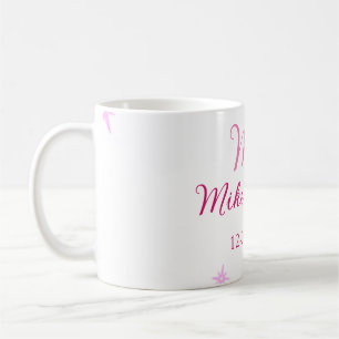 Pink fügen Sie Pärchennamen Datum monogramm Glitze Kaffeetasse