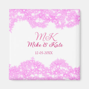 Pink fügen Sie Pärchennamen Datum monogramm Glitze Magnet