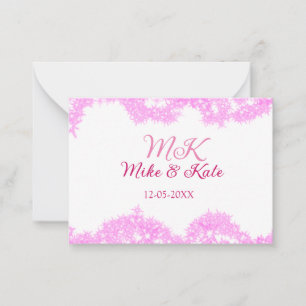 Pink fügen Sie Pärchennamen Datum monogramm Glitze Mitteilungskarte