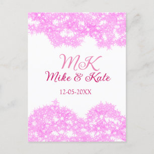 Pink fügen Sie Pärchennamen Datum monogramm Glitze Postkarte