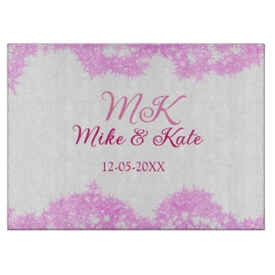 Pink fügen Sie Pärchennamen Datum monogramm Glitze Schneidebrett