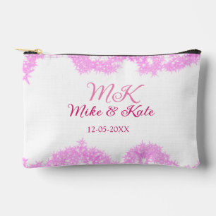 Pink fügen Sie Pärchennamen Datum monogramm Glitze Zubehörtasche