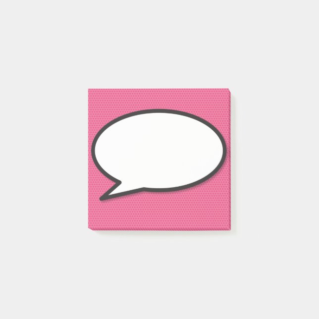 Pink Fun Comic Book Speech Blase Modern Post-it Klebezettel (Vorderseite)