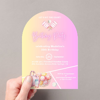 Pink Fun Pickleball 30. Geburtstagsfeier Party Ein Acryleinladungen