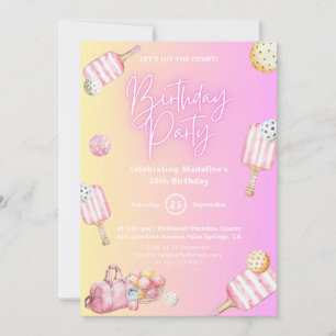 Pink Fun Pickleball 30. Geburtstagsfeier Party Ein Einladung