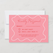 Pink Fun Retro Whimsical Minimalistisch Wedding