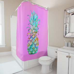 Pink Fun Tropical Pineapa Color Splash Duschvorhang