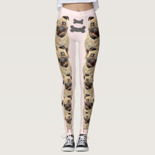 Pink Fun und Funky Pastel Mops Hunde Leggings