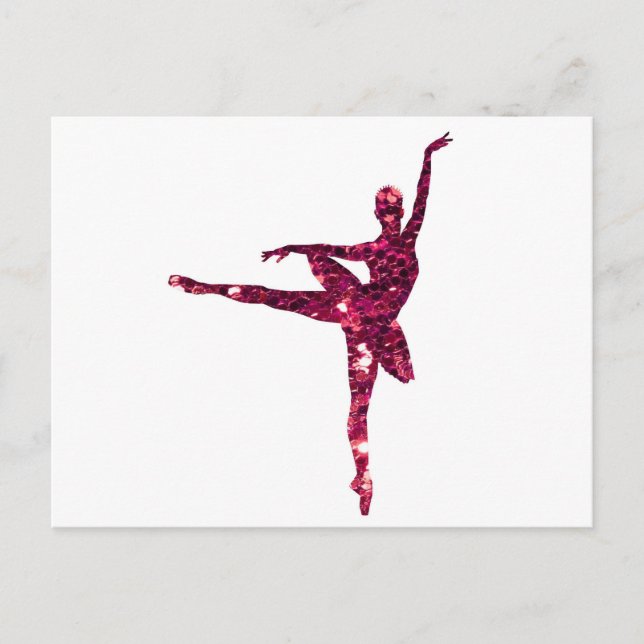 Pink Funkelnd Ballerina Postkarte (Vorderseite)