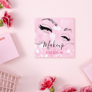 Pink Funkelnd Makeup Artist Glamour Bokeh Sequin Q Quadratische Visitenkarte