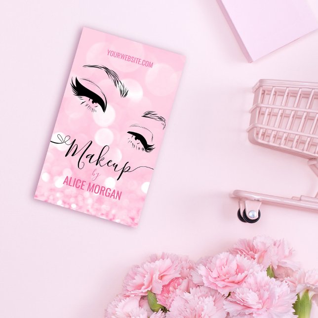 Pink Funkelnd Makeup Artist Glamour Bokeh Sequin Q Visitenkarte (Von Creator hochgeladen)