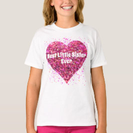 Pink funkelnde Glitzer Herz Kleine Schwester T-Shirt