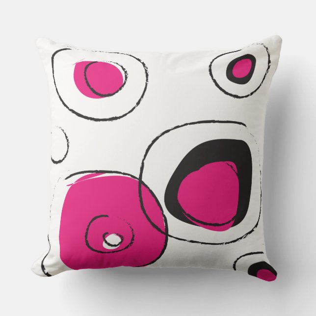 Pink FUNKY DOTS DESIGN Retro Throw Kissen (Vorderseite)