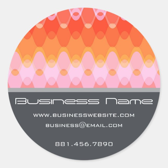 Pink Funky Groovy Zig Zag Waves Zickzack Muster Runder Aufkleber (Vorderseite)