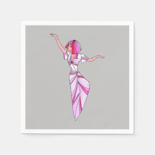Pink funky tänzerin girl mit rosa haar serviette