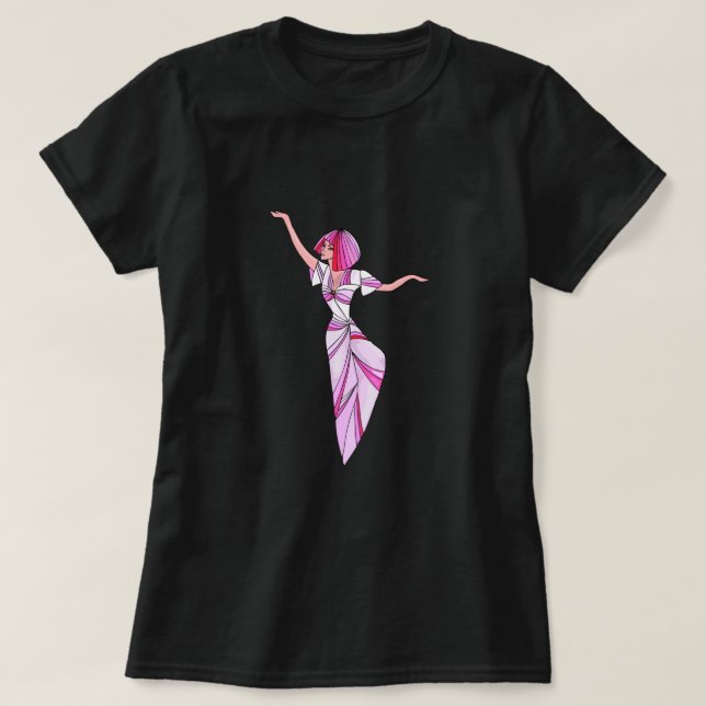 Pink funky tänzerin girl mit rosa haar T-Shirt (Design vorne)