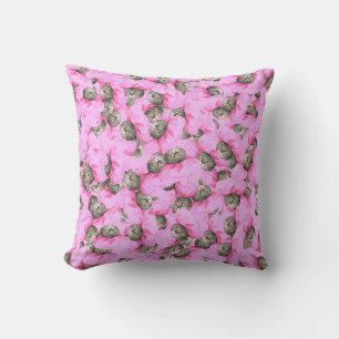 Pink Funny Cat Pattern Kissen