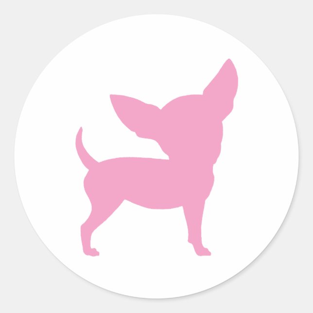 Pink Funny Chihuahua Runder Aufkleber (Vorderseite)