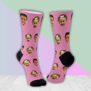 Pink Funny Custom 2 Face Foto Mama Socken