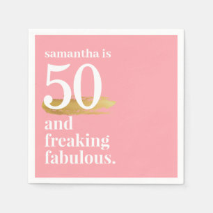 Pink Funny Fabulous 50. Geburtstag Personalisiert Serviette