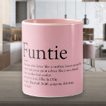 Pink Funny Funtie Tante Tante Tante Definition Zwe Zweifarbige Tasse<br><div class="desc">Personalisieren Sie Ihre Lieblings-Funtie,  Tante oder Tante,  um ein einzigartiges Geschenk zu kreieren. Ein perfekter Weg,  ihr zu zeigen,  wie phantastisch sie jeden Tag ist. Sie können den Hintergrund sogar an ihre Lieblingsfarbe anpassen. Entwickelt von Thisisnotme©</div>