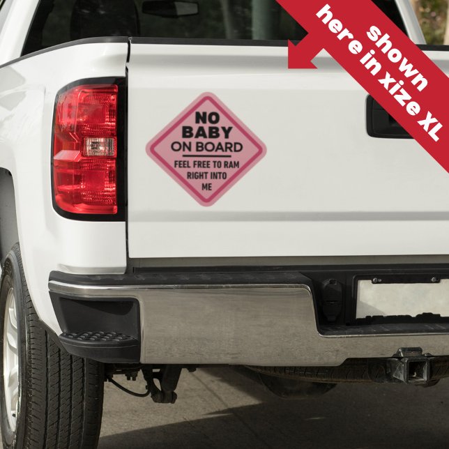 Pink Funny No Baby an Bord Erwachsene Kaution Stoß Aufkleber (Von Creator hochgeladen)