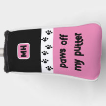 Pink Funny Paws off My Putter mit Initialen