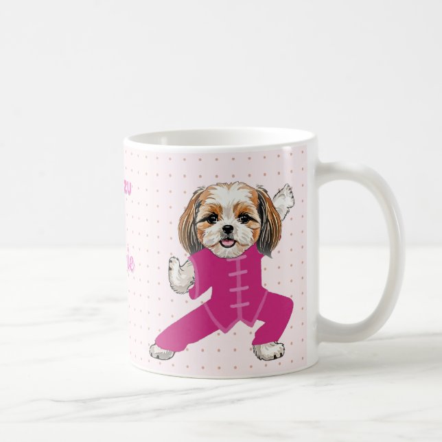 Pink – Funny Shih Tzu Martial Arts Dog Kaffeetasse (Rechts)