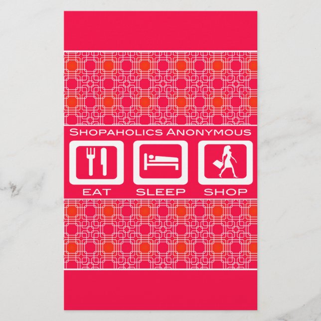 Pink Funny Shopaholic Eat Sleep Shop Award Briefpapier (Vorderseite)