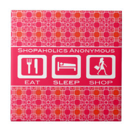 Pink Funny Shopaholic Eat Sleep Shop Award Fliese