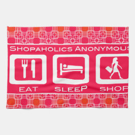 Pink Funny Shopaholic Eat Sleep Shop Award Geschirrtuch